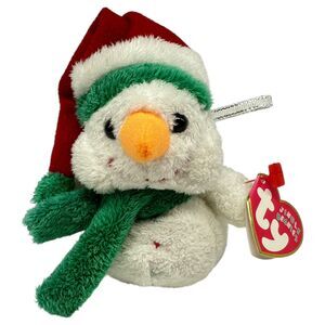 TY Jingle Beanies MELTON Snowman Ornament Christmas Plush 4 Inch MWMT